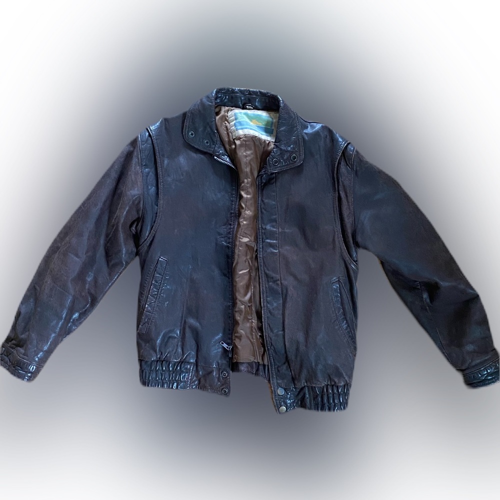 vintage brown leather jacket
